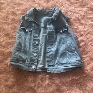 a washed blue jean vest for kids